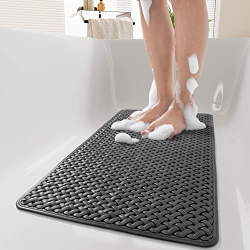 PADOOR Extra Long 40”x16” Bathtub-Mat Non Slip with Suction Cups and Drain Holes, Machine Washable Shower Mat Anti Slip Bath Mat for Tub & Shower,