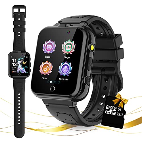 Retysaz Kids Smart Watch 24 Game Smart Watch for kids Pedometer 2 HD Cameras Fashion Smartwatches for Children 3-14 Great Gifts To Girls Boys (Black)