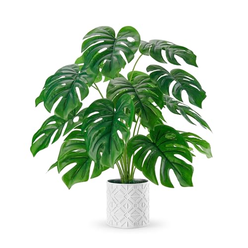 Der Rose Artificial Plants Indoor Large 28'' Fake Monstera Faux Potted Plants Indoor Tall for Home Farmhouse Bedroom Living Room Decor 1