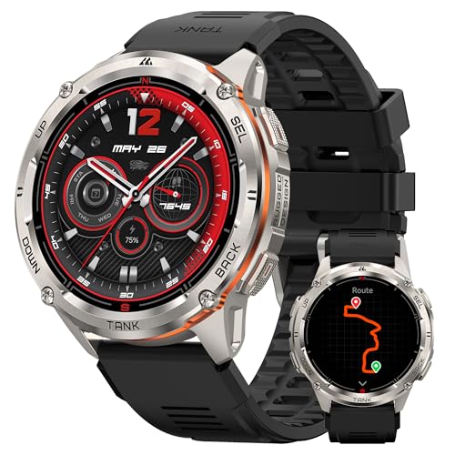 KOSPET Tank T3 Ultra 2 GPS Montre Connectée Homme, Batterie de Grande Capacité 50M Étanche, Smartwatch Boussole Altimètre Appel,1.43" AMOLED Toujo