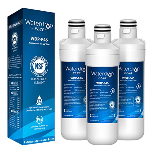 Waterdrop Plus LT1000PC ADQ747935 Refrigerator Water Filter, Reduce PFAS, Replacement for LG® LT1000P®, LT1000PC, ADQ74793501, Kenmore 46-9980, LFXC