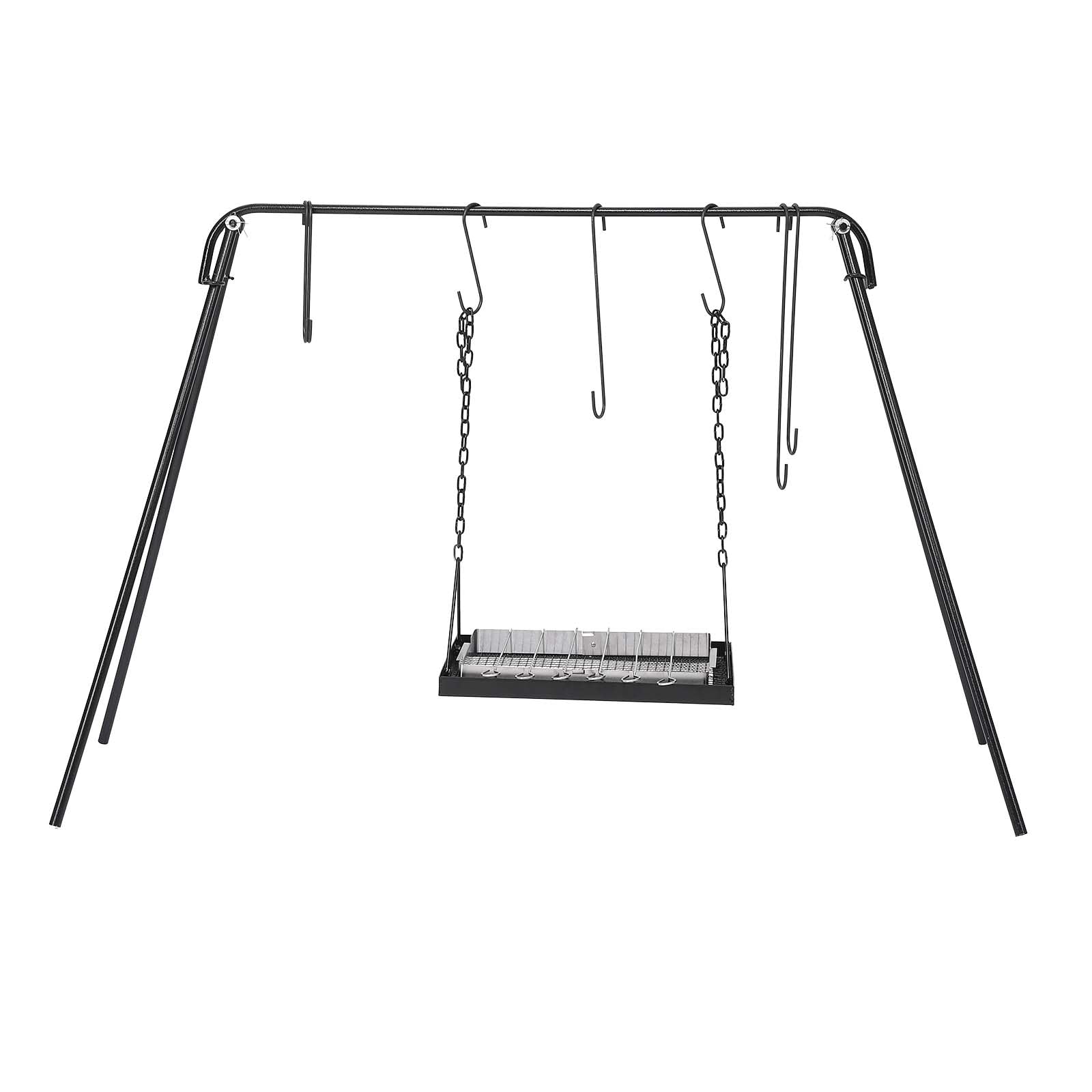 Garvee Campfire Swing Grill with Adjustable Rack for BBQ & Picnic - with 7 Hooks
