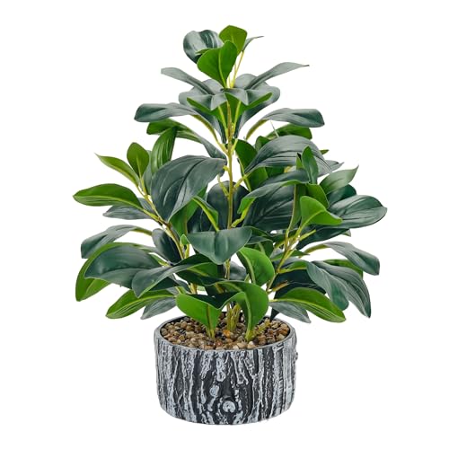 Der Rose Fake Plants Artificial Plants Indoor with Black and White Striped Pots for Room Home Bathroom Bedroom Kitchen Decor 1pack-green Style a