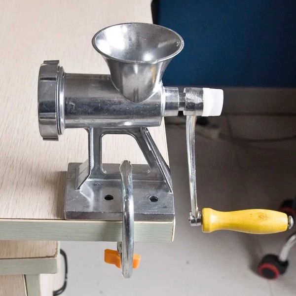Aluminium Alloy Hand Operate Manual Meat Grinder Sausage Beef Mincer Crank Tabletop Clamp Kitchen Home Tool B2408003