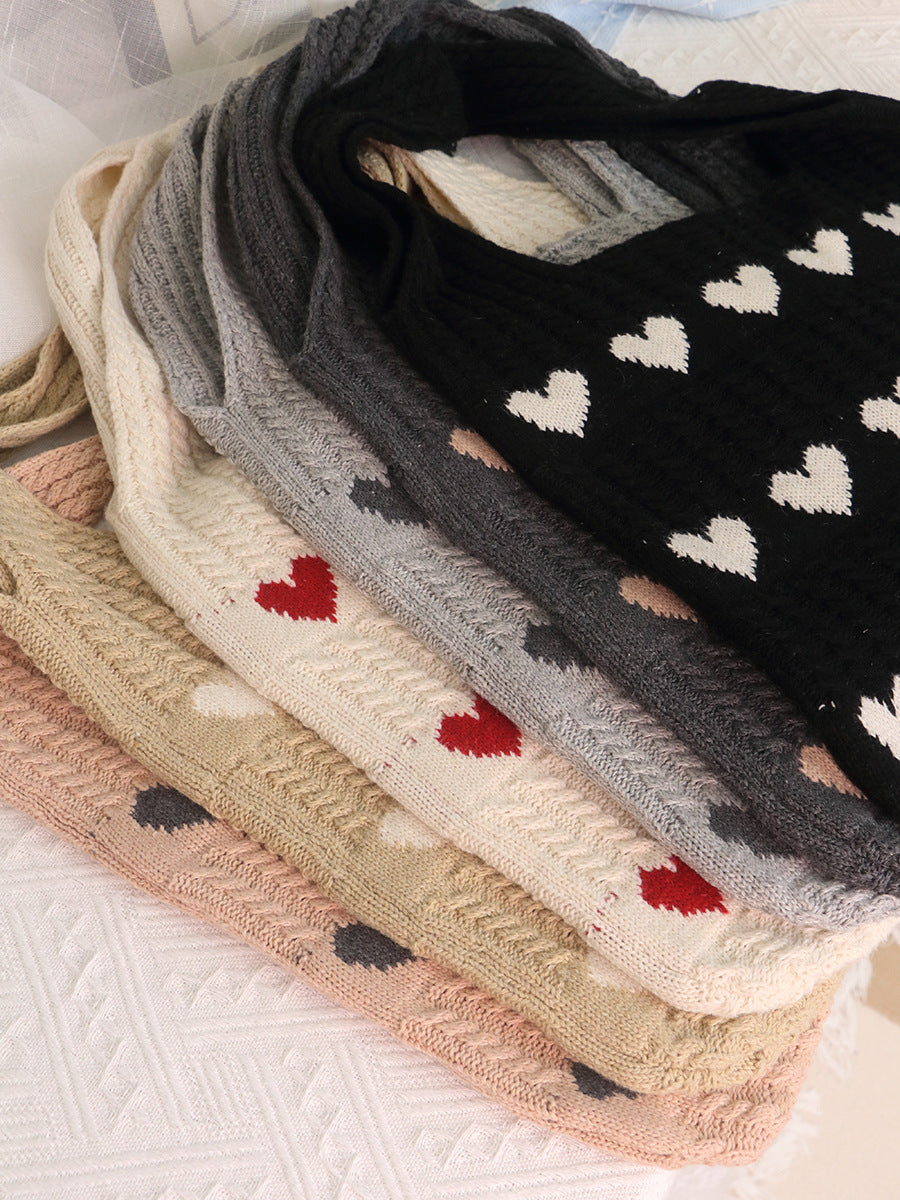 C62 Fashionable Female Hollow Shoulders Bag Spacious New Season Knitting Handbag