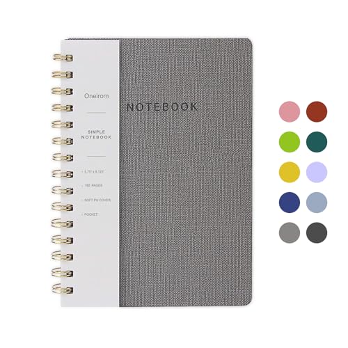 Spiral Notebook-5.75" x 8.125" Journal with Back Pockets and 160 Lined Pages,PU Leather Cover Business Journal, Twin-Wire Binding Notebook Perfect for
