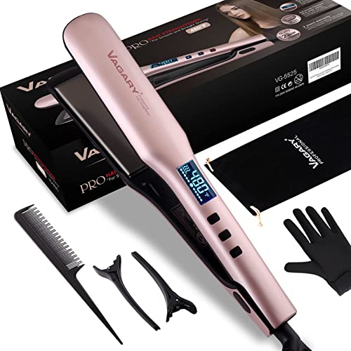 VAGARY Hair Straightener and Curler 2 in 1, Straightening Iron with Anion Hair Care. Flat Iron with Constant Temperature Set Up for All Hair Condition