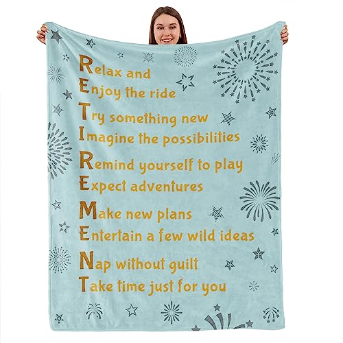 Classy Retirement Gifts for Women, Retirement Gifts for Men, Going Away Gift - Happy Retirement Throws Blanket for Teachers Grandparent Friends (55x70