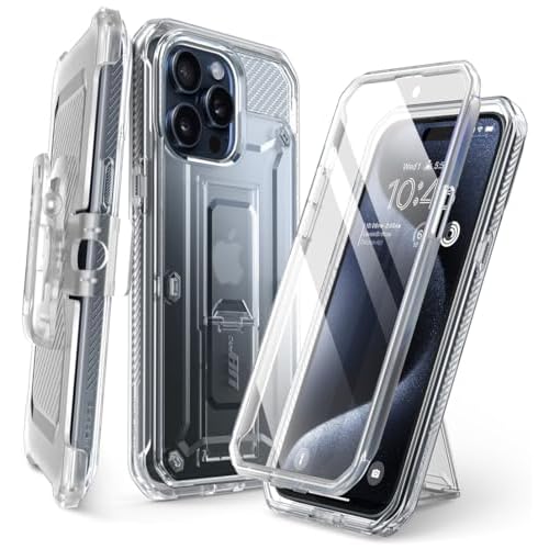 SUPCASE for iPhone 15 Pro Max Case with Screen Protector (Unicorn Beetle Pro), [Built-in Stand & Belt-Clip] [Military-Grade Protection] Full Body Heav