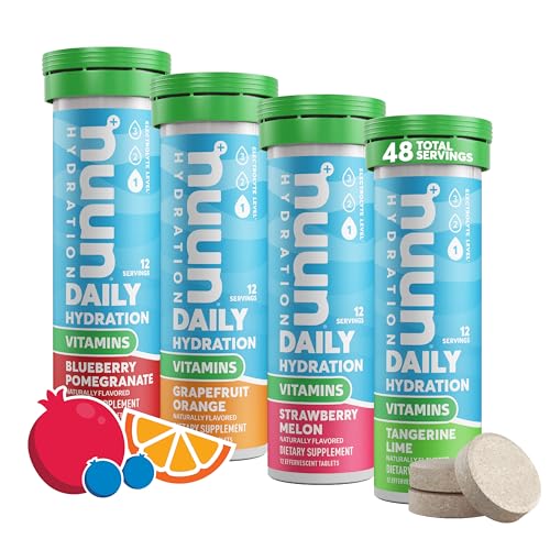 Nuun Vitamins Electrolyte Tablets with Vitamin D, C, E, A, & B6, Folic Acid, Magnesium & 4 Other Essential Electrolytes, Gluten Free & Vegan, Mixed Fr
