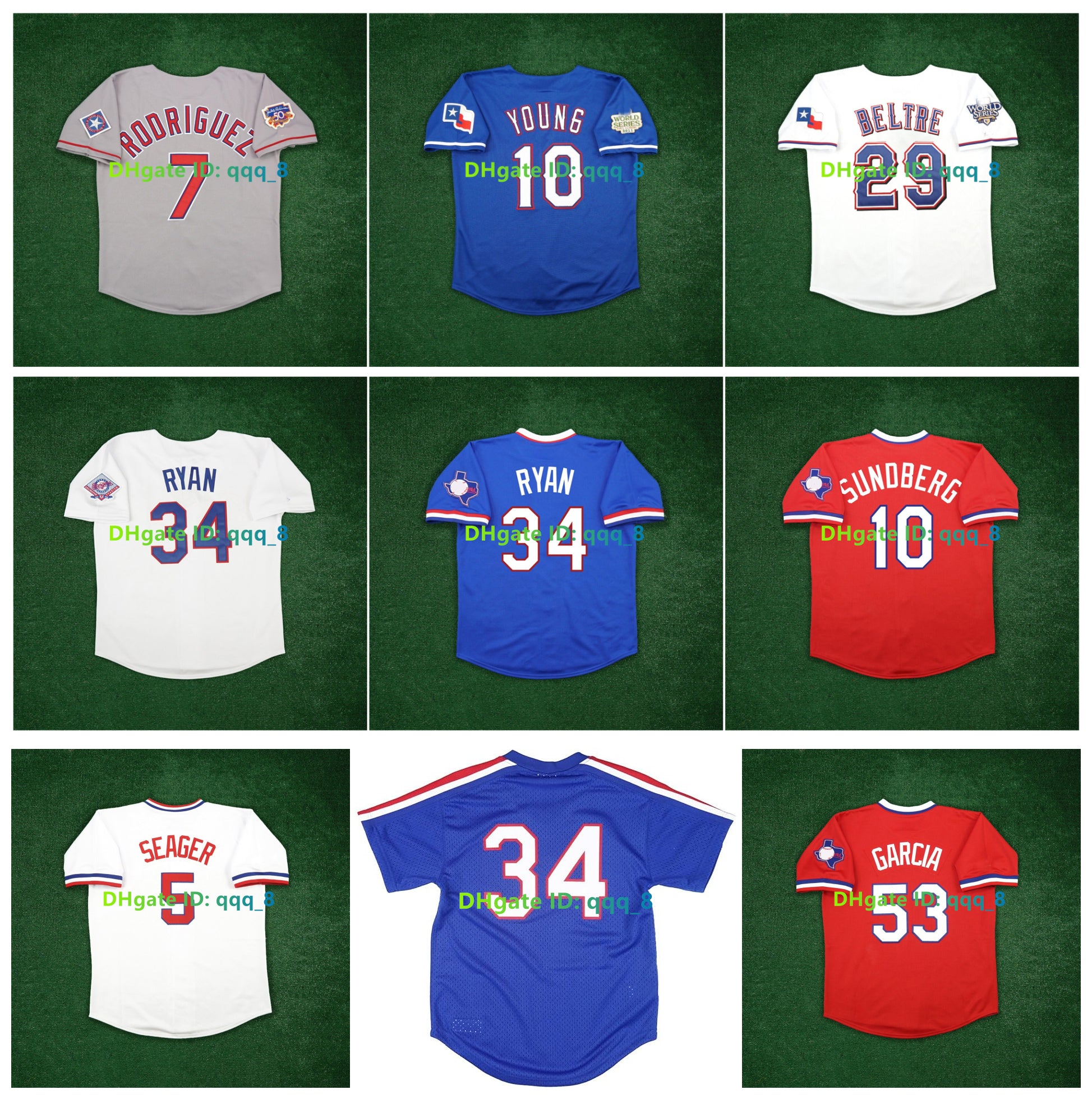 Nolan Ryan Adolis Garcia Ivan Rodriguez 2011 2010 World Series Throwback Baseball Jersey Adrian Beltre Corey Seager Jim Sundberg Michael Young Hamil