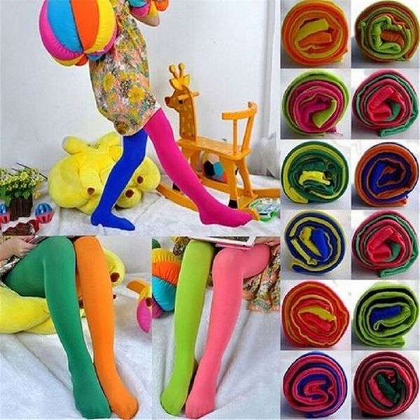 Leggings Tights Candy Color Mixed Tights for Girls Patchwork Baby Stretch Trouser Skinny Pants Kids Dance Pantyhose Stocking 39Y 220909
