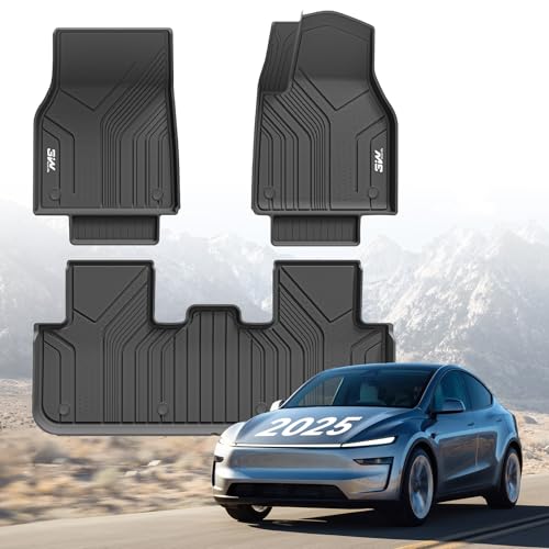 3W Floor Mats Fit for New Tesla Model Y Juniper 2025 2026, Thorex™ All Weather Dog Friendly Full Coverage 1st and 2nd Car liners, Accessories Custom