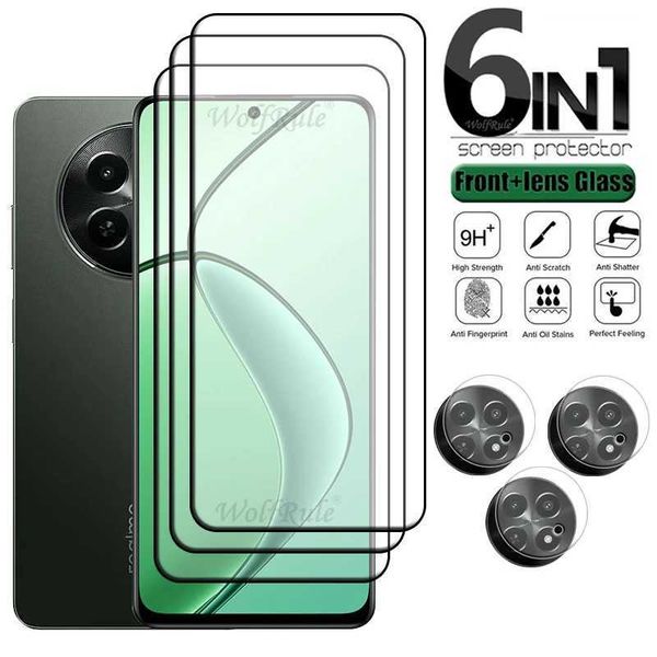Cell Phone Screen Protectors 6-in-1 For Realme 12X Glass OPPO Realme 12X 5G Tempered Glass Full Cover Glue HD 9H Screen Protector For Realme