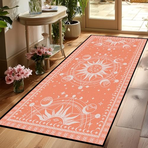 Sun and Moon Rug Boho Celestial Area Rugs for Bedroom Dorm Living Room Bohemian Occult Crescent Solar Stars Galaxy Floor Mat Pad Doormat Carpet,79" X