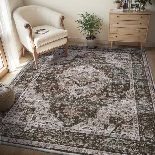 AMOAMI-4X6 Area Rugs for Living Room -Soft Vintage Bedroom Rugs-Non Slip Washable Rug-Throw for Living Room Bedroom Bedside Dining Room Office Brick-B