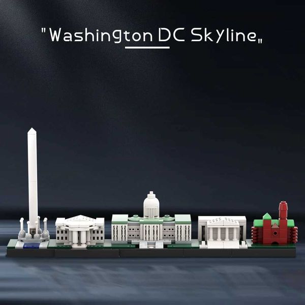 MOC Washington DC Skyline Building Blocks City Street Building Modelo de arquitetura Toys Desen Sets Bricks Education Presente Kids ToysC250