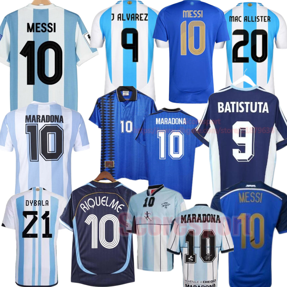 2025 Argentinas Jersey 50th anniversary Football Shirts DYBALA J.ALVAREZ Vitange Soccer jerseys MARADONA 1986 1994 98 Retrio BATISTUTA RIQUELME Kids
