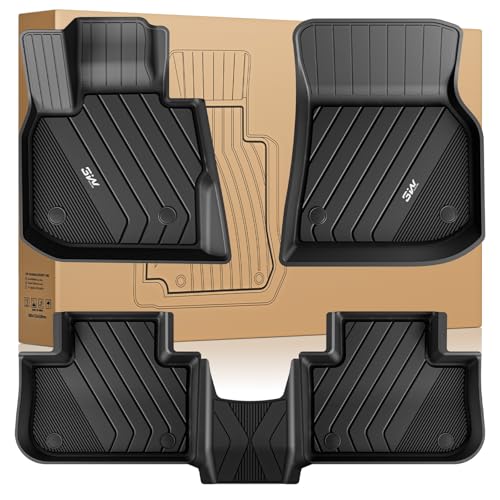 3W 2018-2024 BMW X3 Floor Mats & 2019-2025 X4 Floor Liner, All Weather TPE Custom Fit Accessories for X3 30i M40i 30e M BMW X4 M M40i xDrive30i Full S