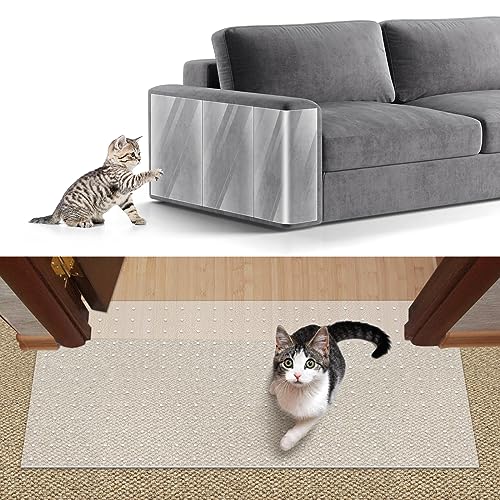8.2ftx12.2inch Cat Carpet Protector, Robust Plastic Pets Scratch Stopper for Carpet, Widely Use,Clear Non-Slip Nail for Floor-Bedroom-Doorway-Porch Us