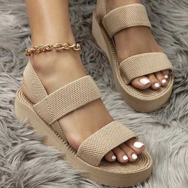 New Minimalist Slingback Wedge Sandals Outdoor Summer Lightweight Slides Solid Color Thick Bottom Ladies Shoes Female SandalsC241026