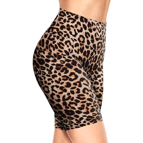 TNNZEET Biker Shorts Women - 8"-5"-3" High Waisted Tummy Control Workout Gym Spandex Booty Yoga Volleyball Shorts 8 IN XX-Large A-leopard