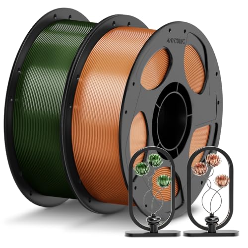 ANYCUBIC PETG Filament 1.75mm, 3D Printer Filament, Accuracy +-- 0.02mm, Exceptional Toughness, Print with FDM 3D Printers, 2 Pack 1KG Reusable Spool,