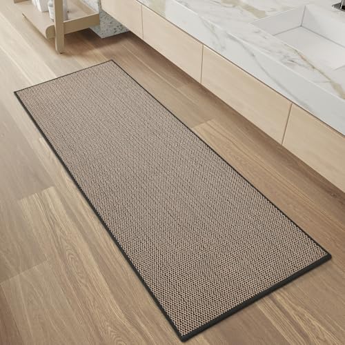 PADOOR Non-Slip Bath-Mats, Rubber-Backing Braided Absorbent Mats, Machine Washable Thin Bath Rugs Fit Under Door, Quick Dry for Bathroom Floor, 24x47