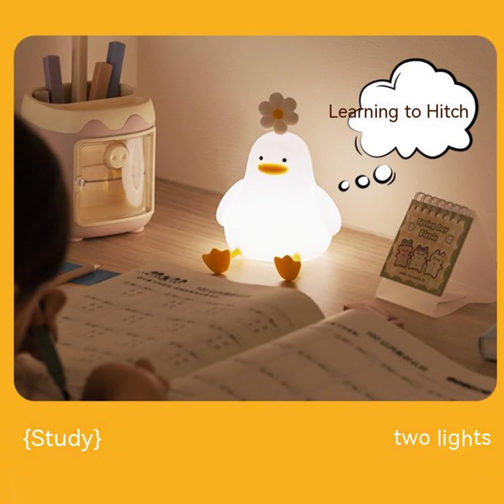 Garvee Kids Night Light with 30min Timing Function Cute Duck Design Desktop Decoration Light for Kids Baby Girls Boys Children Toddler White