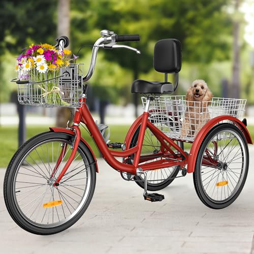 YITAHOME Tricycle, 26 Inch 3 Wheel Bikes, 7 Speed Trike Bike with Shifting for Adults with Removable Baskets, Cruiser Bike for Seniors Women Men Shopp