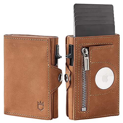 Men's Slim Wallet, Brown 3.0, 100% Full Grain Leather, RFID Protected, Airtag Wallet Holder, 3" L x 4" W x 0.8" H