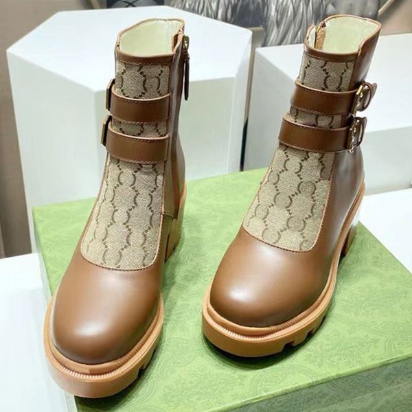 designers letter boots luxury womens short boots with calf leather fabric leather lining front decoration rhinestone buckle accessories clas