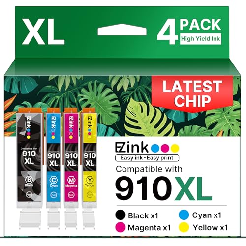 E-Z Ink 910XL Ink Cartridges for HP Printers Replacement for HP 910XL Ink Cartridges Combo Pack 910XL Black and Color Combo Pack Use with OfficeJet 80