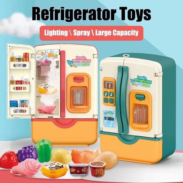 39pcs Kids Simulated Refrigerator Play House Pretend Make Food Play With Fridge Cooking Role Playing Toys Boys Girls Gift 240420