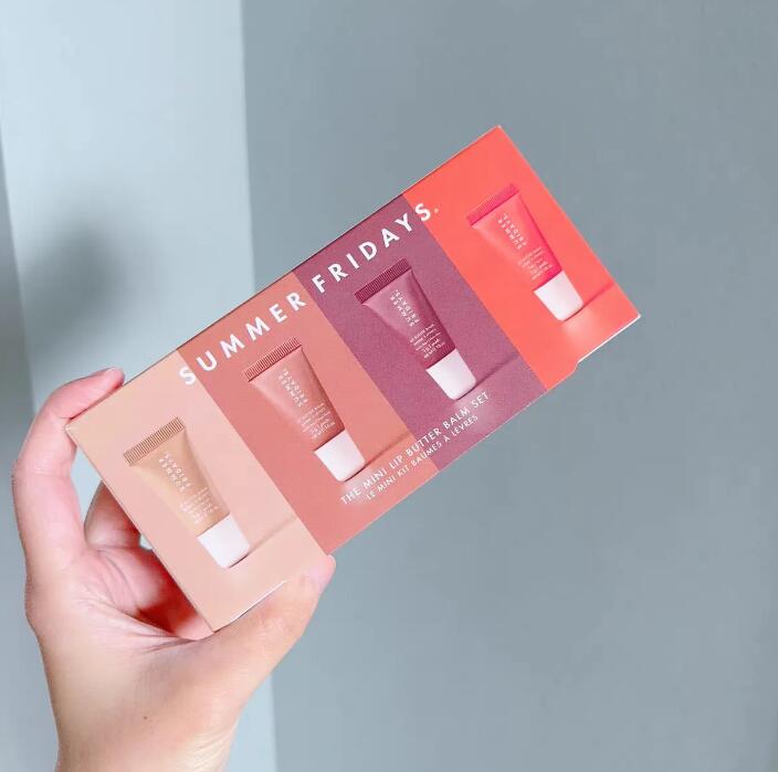 Summer Fridays 4 colors Lip Butter Balm Set 4pcs Lipgloss 5g Mini Makeup Gift Box Moisturize Smooth Oil Jelly Lipsticks Beige Vanilla Brown Sugar Li