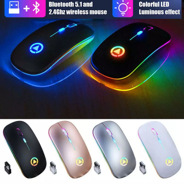 2.4GHz Wireless Optical Mouse Mice USB Rechargeable LED For PC Laptop Computer