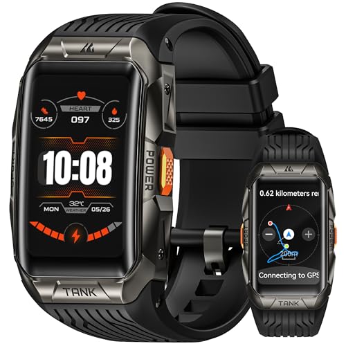 KOSPET Tank X2 Ultra Reloj Inteligente Hombre GPS, 1,64'' AMOLED Curva 3D Display, 50m Impermeable, Cuerpo de Acero Inoxidable Fitness Tracker con Alt