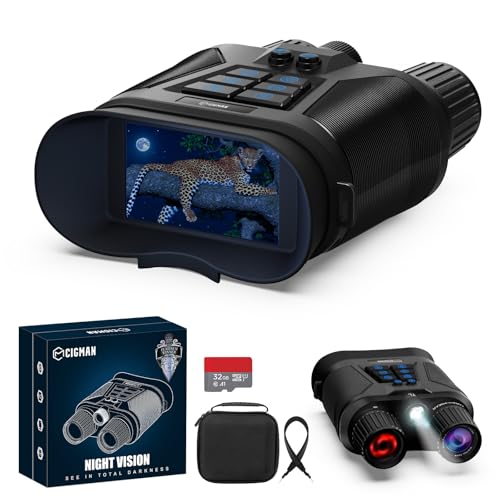 CIGMAN 4K Night Vision Binoculars, 40MP Infrared Night Vision Goggles, 8X Zoom, 3" HD TFT Screen, 3W 850nm IR Light, Built-in Microphone and Flashligh