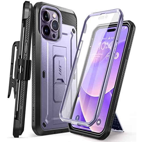 SUPCASE for iPhone 14 Pro Case with Stand & Belt-Clip (Unicorn Beetle Pro), [Built-in Screen Protector] [Military-Grade Drop Protection] Heavy Duty Ru