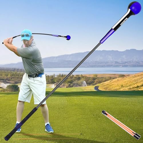 Golf Swing Trainer - Full Swing Warm-up Training Aids for Tempo, Timing, Balance and Rhythm, for Men Women - Comes with Free Alignment Sticks 40" Blue