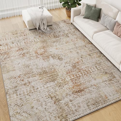 8x10 Area Rugs for Living Room Rugs Washable Rug for Bedroom Nursery Dining Room Stain Resistant Soft Rugs Distressed Neutral Abstract Modern Vintage