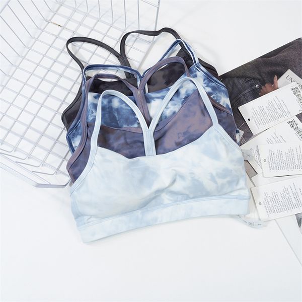lu Tie-dye Yoga bra Y Word Beauty Back Women&#039;s Sports Quick-Drying Underwear Bare feeling Frosted bra Blazer Bra Poly
