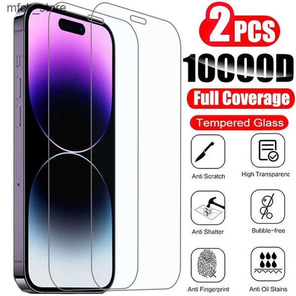 Cell Phone Protectors 2Pcs Tempered 14 13 12 11 Pro Max Screen Protector for IPhone 12Mini 13Mini 7 8 15 Plus SE X XS XR 14Pro Glass J241202
