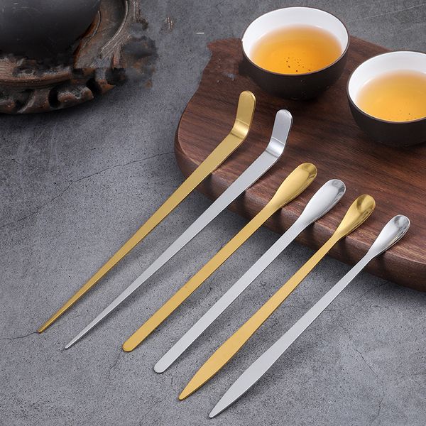 Stainless Steel Flat Spoon Espresso Spoon Dessert Small Coffee Scoop Mixer Stirring Bar Spoon Kitchen Tableware J1071