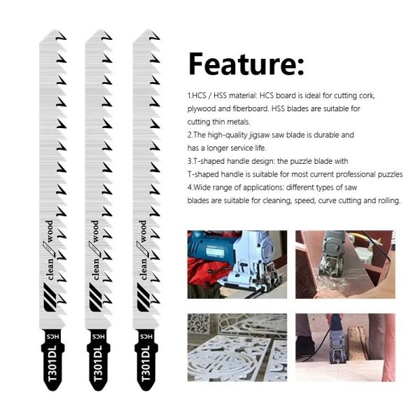 T Shank Reciprocating Saw Blade T301DL Jig Saw Blade HCS Wood Assorted Blades For Wood Plastic Cutting Power Tool