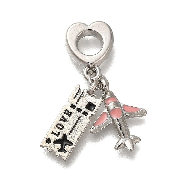 Breloques pendantes européennes en alliage plaqué or rose et noir