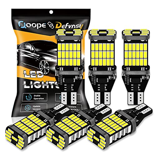 Qoope 921 912 LED Bulb Reverse Lights Backup Lights Super Bright 12V-24V DC 45-SMD 4014 Chips CANBUS Error Free T15 906 W16W LED bulbs for Car Truck 6