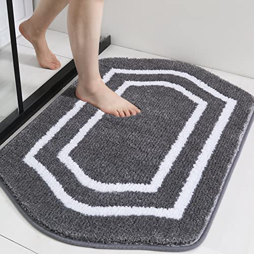 COSY HOMEER Extra Thick Bath Linen Sets Rugs - Anti-Slip Bath Mats Soft Plush 100% Strong Polyester Living Room Bathroom Water Absorbent(Grey,17x27 -