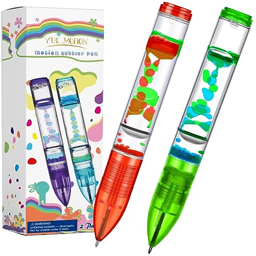 YUE MOTION Liquid Fidget Pens Fun Pen Party Favor Toy - Liquid Motion Bubble Sensory Autism toys for for Kids and Adults-Colorful Timer Pens for Class