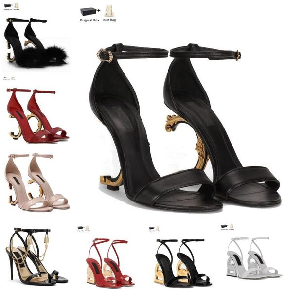 Luxury Brands Designer Women Dress Shoe Patent Leather Sandals Shoes Pop Heel Gold-plated Carbon Nude Black Red Pumps Lady Gladiator Sandali